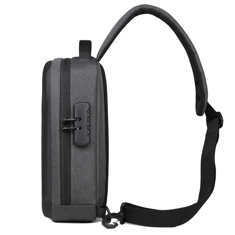 Business Crossbody Bag for Men Oxford Anti-theft Combination Lock Chest Packs Travel Storage Shoulder Bag With USB Charging Port