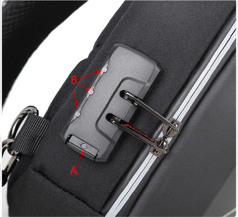 Business Crossbody Bag for Men Oxford Anti-theft Combination Lock Chest Packs Travel Storage Shoulder Bag With USB Charging Port