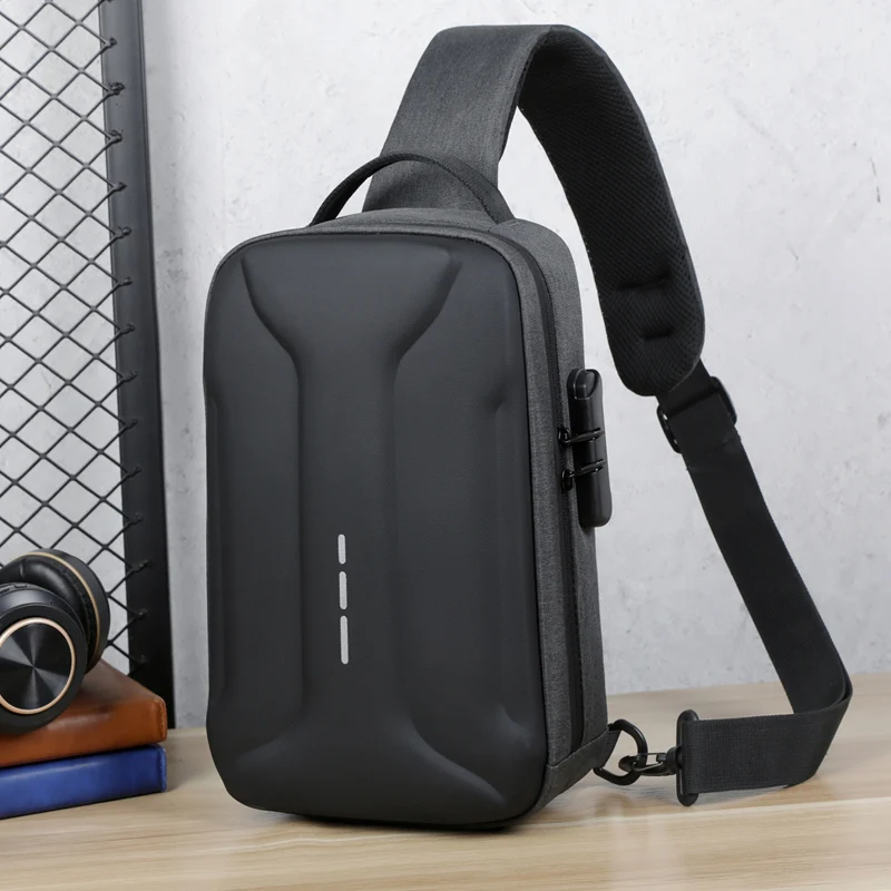 Business Crossbody Bag for Men Oxford Anti-theft Combination Lock Chest Packs Travel Storage Shoulder Bag With USB Charging Port