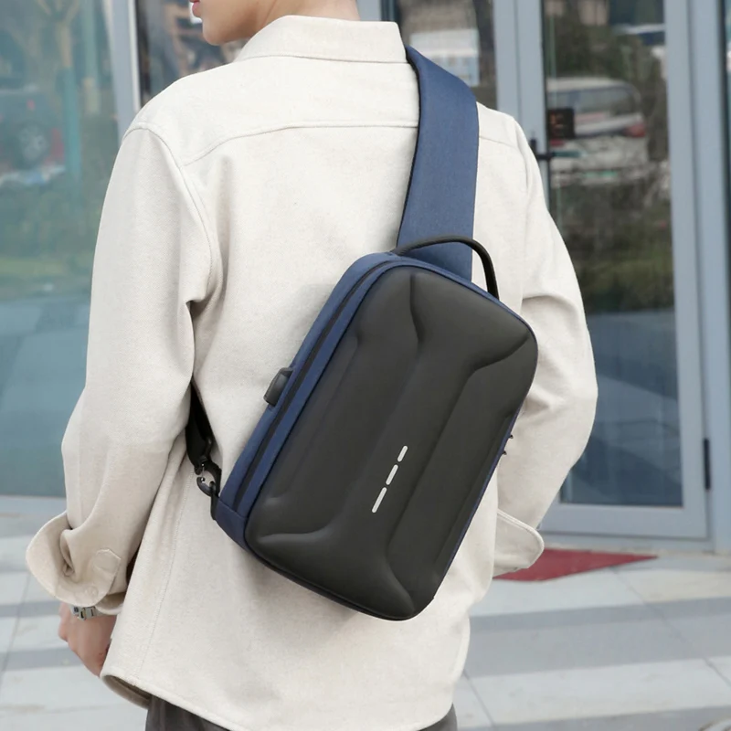 Business Crossbody Bag for Men Oxford Anti-theft Combination Lock Chest Packs Travel Storage Shoulder Bag With USB Charging Port
