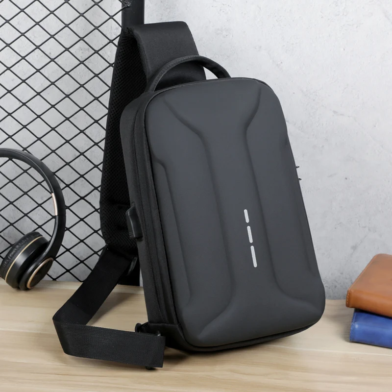 Business Crossbody Bag for Men Oxford Anti-theft Combination Lock Chest Packs Travel Storage Shoulder Bag With USB Charging Port
