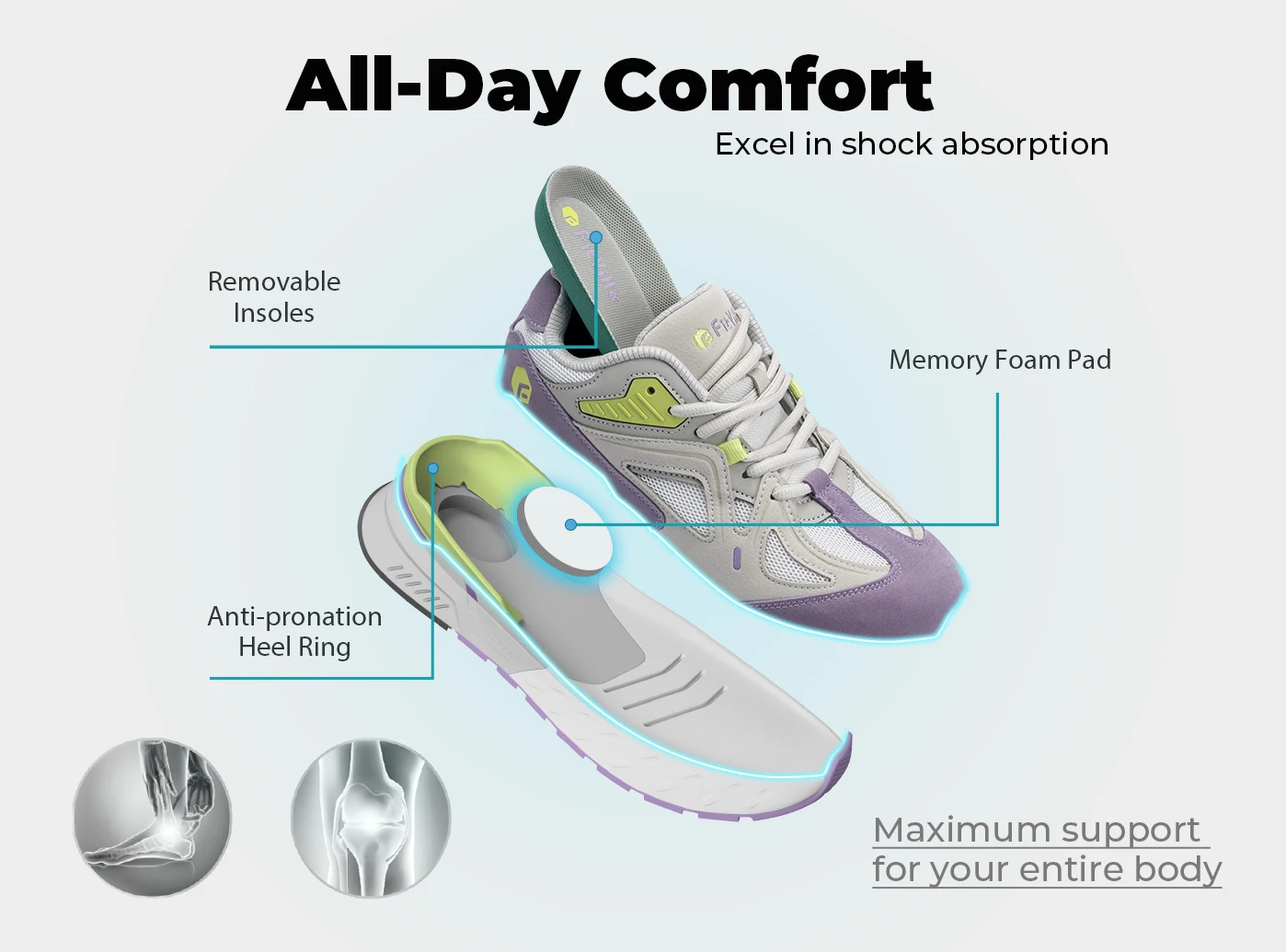 FitVille Extra Wide Women's Walking Shoes Wide Width Lightweight Sneakers for Flat Foot Plantar Fasciitis Heel Pain Relief