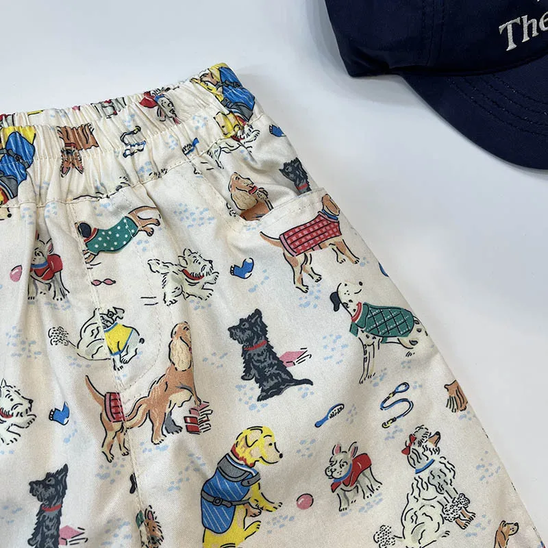 2026 Spring Fall Kids Pants Cartoon Dogs Children's Straight Trousers Boys Girls Loose Casual Pants