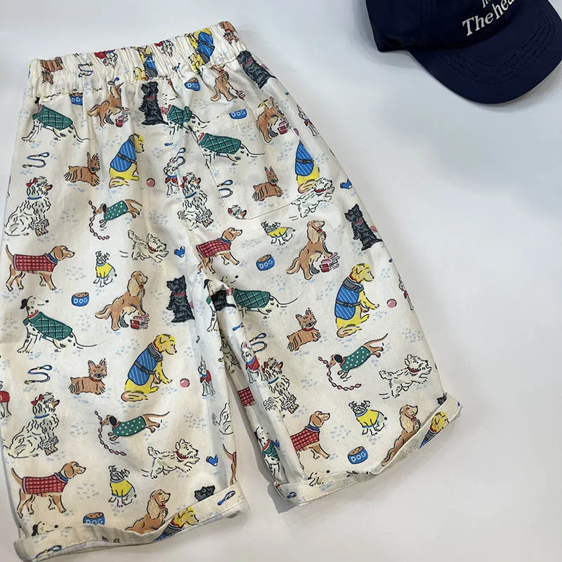 2026 Spring Fall Kids Pants Cartoon Dogs Children's Straight Trousers Boys Girls Loose Casual Pants
