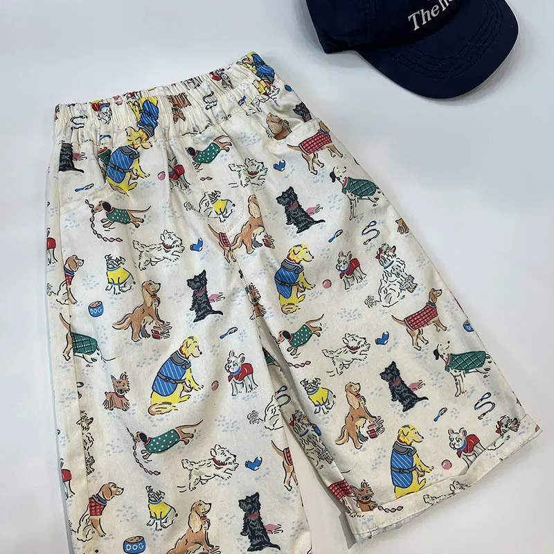 2026 Spring Fall Kids Pants Cartoon Dogs Children's Straight Trousers Boys Girls Loose Casual Pants