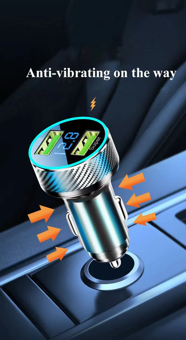 2 in 1 USB Car Charger Adapter 300W Super Fast Charge with Voltage Monitor for iPhone Samsung iPad Huawei Oneplus OPPO VIVO