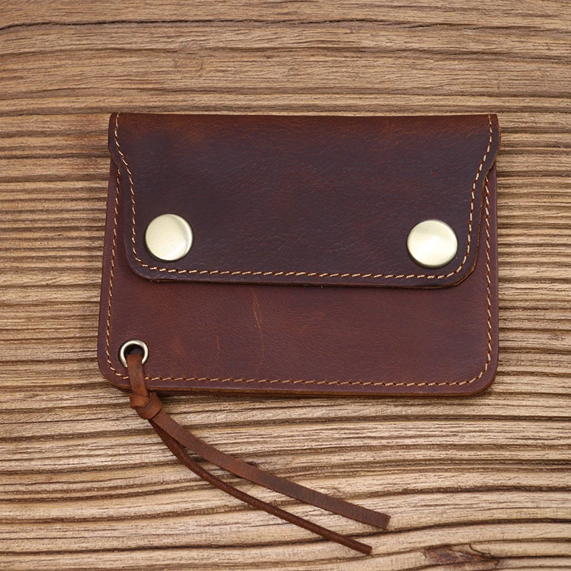 100% Genuine Leather Wallet For Men Male Brand Vintage Handmade Short Small Men's Purse Card Holder With Zipper Coin Pocket Bag