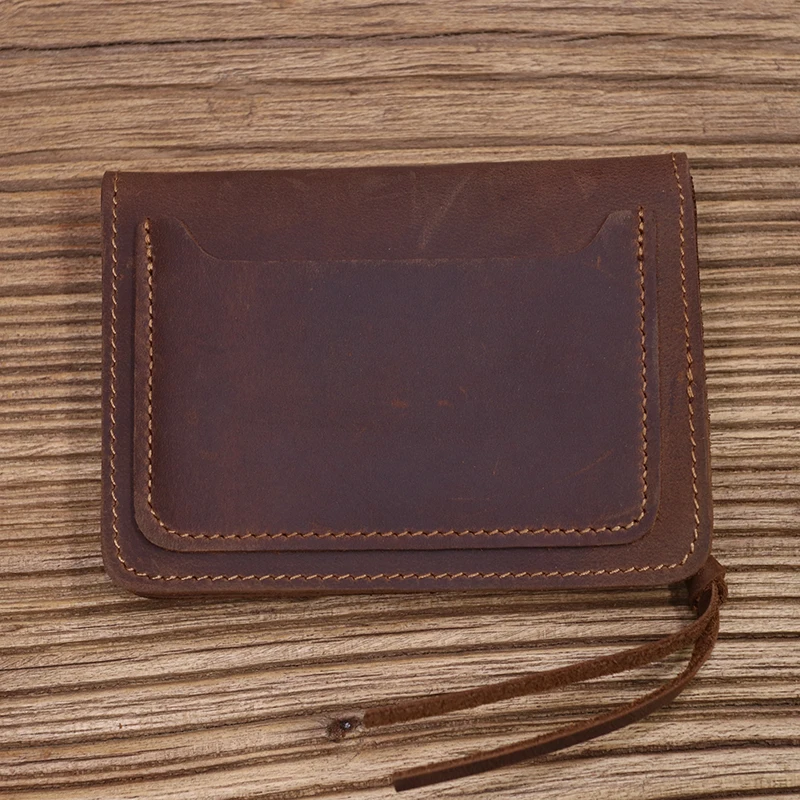 100% Genuine Leather Wallet For Men Male Brand Vintage Handmade Short Small Men's Purse Card Holder With Zipper Coin Pocket Bag