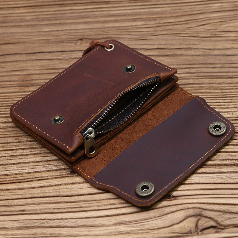100% Genuine Leather Wallet For Men Male Brand Vintage Handmade Short Small Men's Purse Card Holder With Zipper Coin Pocket Bag