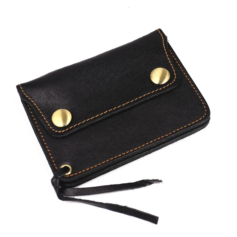 100% Genuine Leather Wallet For Men Male Brand Vintage Handmade Short Small Men's Purse Card Holder With Zipper Coin Pocket Bag
