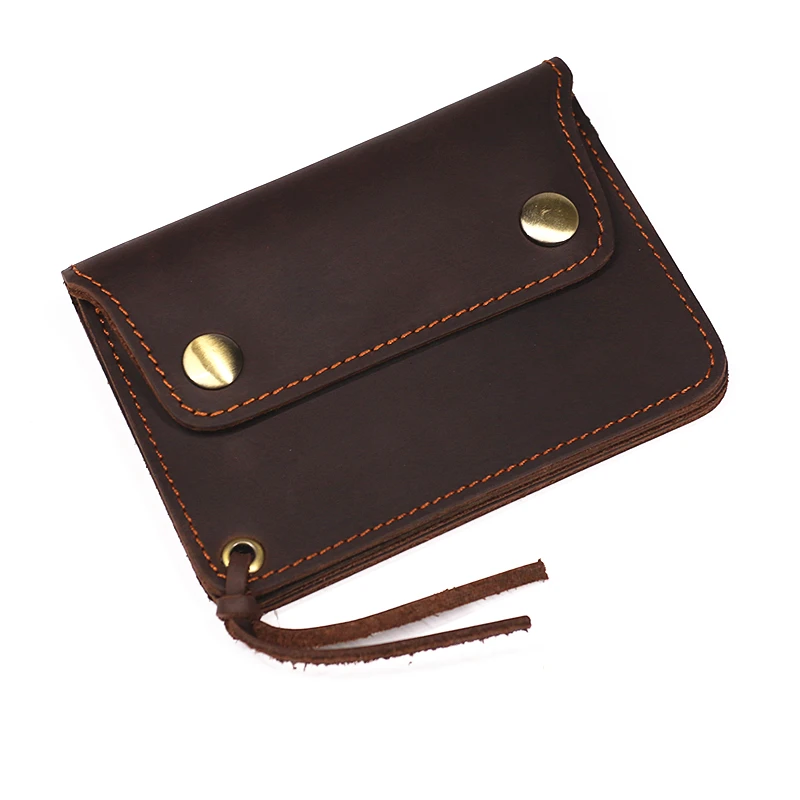 100% Genuine Leather Wallet For Men Male Brand Vintage Handmade Short Small Men's Purse Card Holder With Zipper Coin Pocket Bag