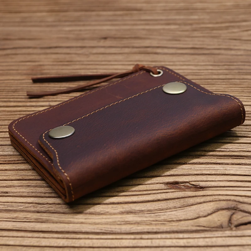 100% Genuine Leather Wallet For Men Male Brand Vintage Handmade Short Small Men's Purse Card Holder With Zipper Coin Pocket Bag