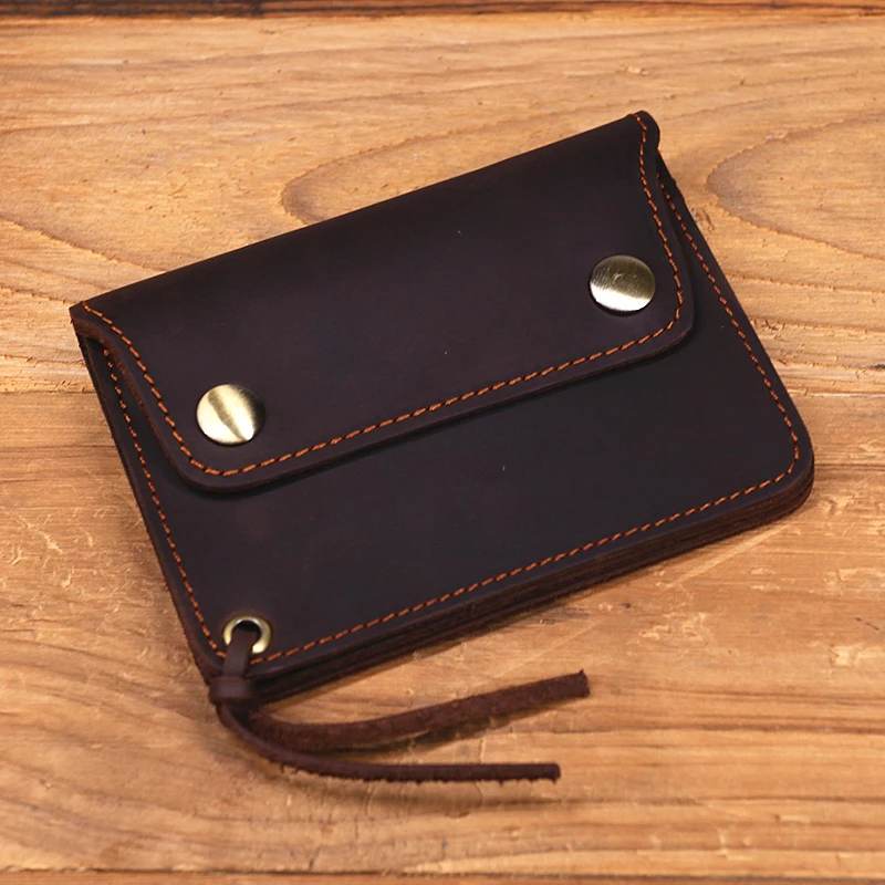 100% Genuine Leather Wallet For Men Male Brand Vintage Handmade Short Small Men's Purse Card Holder With Zipper Coin Pocket Bag