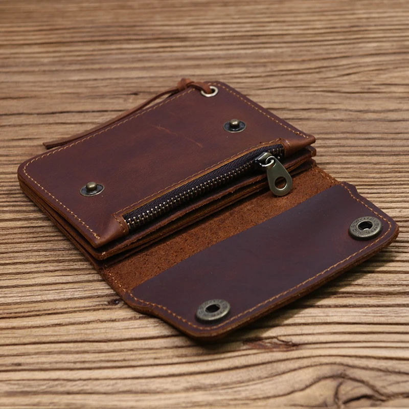 100% Genuine Leather Wallet For Men Male Brand Vintage Handmade Short Small Men's Purse Card Holder With Zipper Coin Pocket Bag