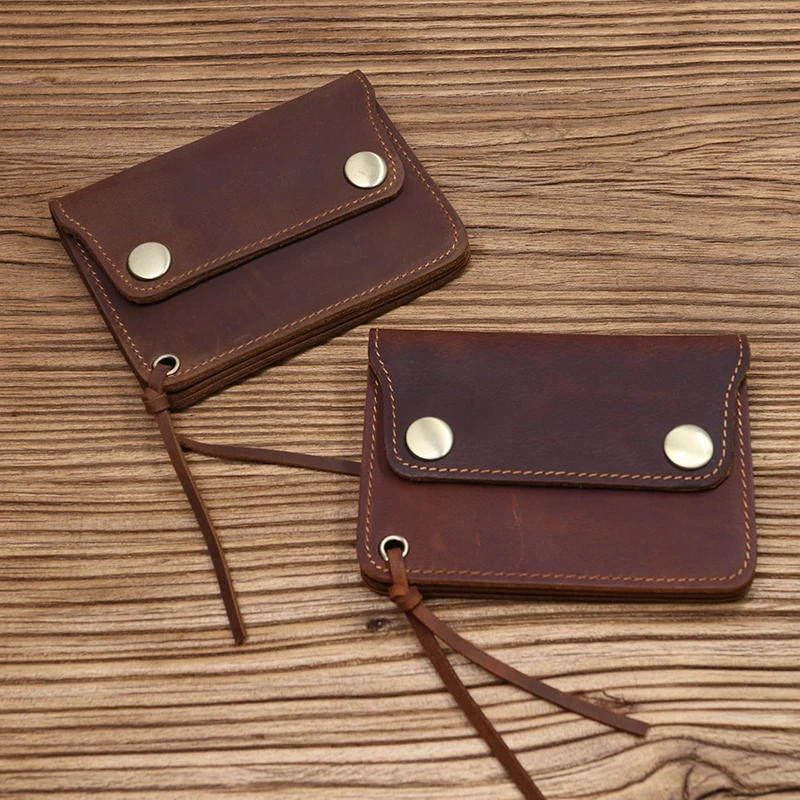 100% Genuine Leather Wallet For Men Male Brand Vintage Handmade Short Small Men's Purse Card Holder With Zipper Coin Pocket Bag