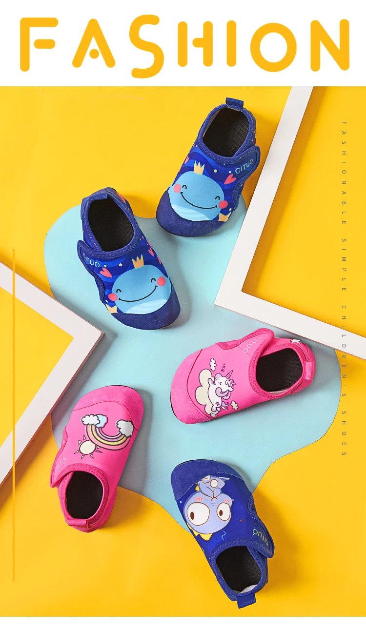 Children Indoor Sock Shoes Baby Floor Socks Spring Summer Cartoon Unicorn Girls Boys Sock With Rubber Soles Kids Slippers
