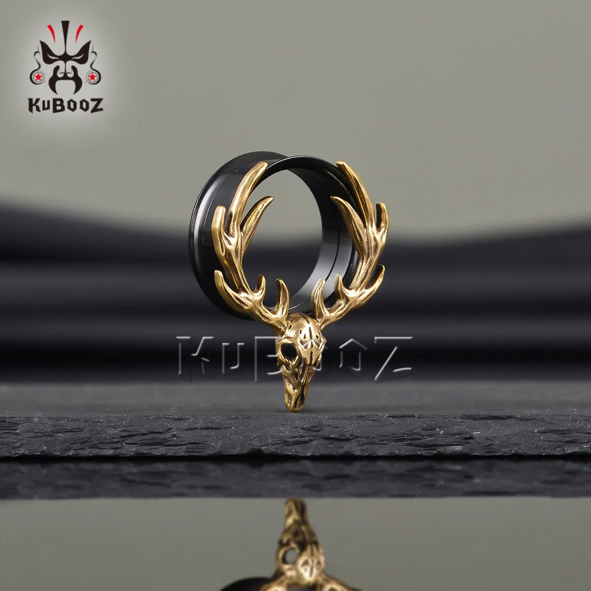 KUBOOZ 2PCS Stainless Steel Antler Ear Tunnels Plugs Screw Extenders Stretchers Body Piercing Jewelry Earrings