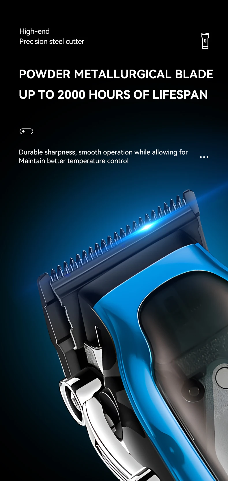 Kemei Barber High Speed Motor 9000 RPM Electric Hair Clipper Rechargeable Professional Hair Trimmer With Charging Base KM-1763
