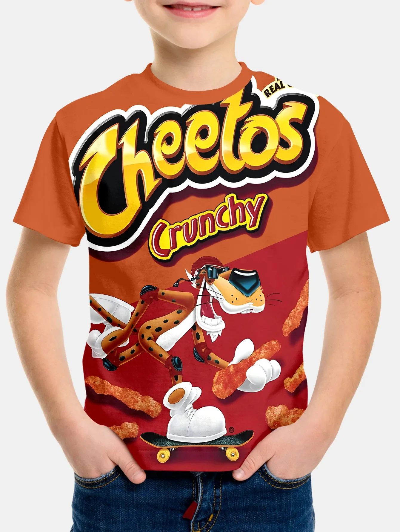 Creative Funny Chips 3D Printed Takis Customized Children Fashion T-Shirt Round Neck Short Sleeve Boys Girls Kids Casual Tops
