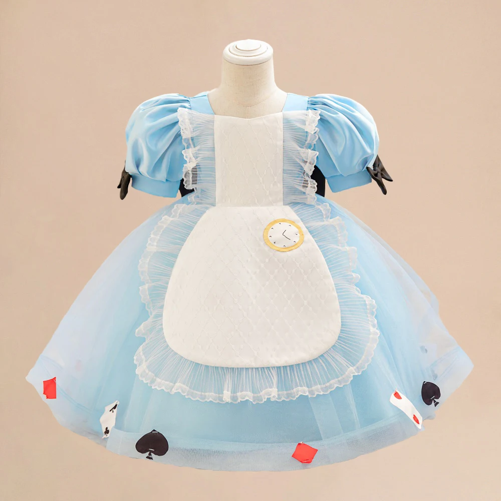 Girl Alice Princess Dresses Baby Girls Lolita Maid Cosplay Dress Vintage Toddler Birthday Tutu Gown Kids Flash Clothes New Wear