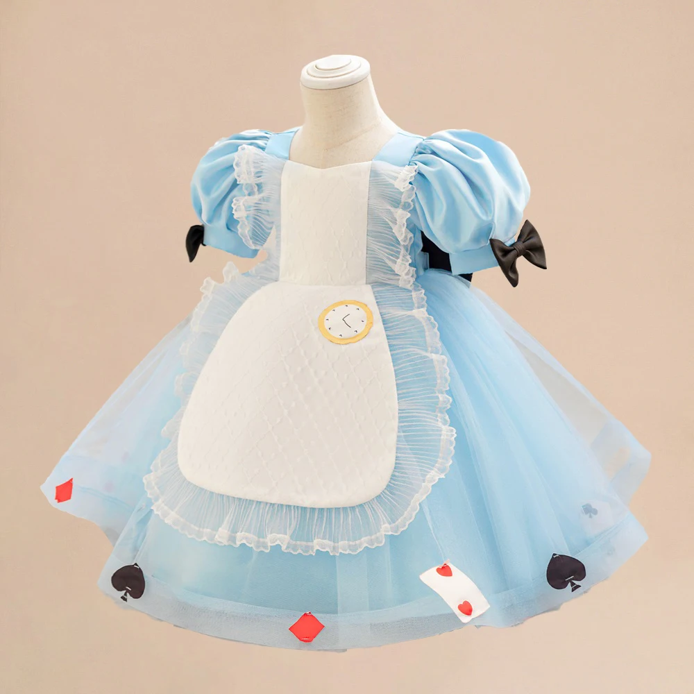 Girl Alice Princess Dresses Baby Girls Lolita Maid Cosplay Dress Vintage Toddler Birthday Tutu Gown Kids Flash Clothes New Wear