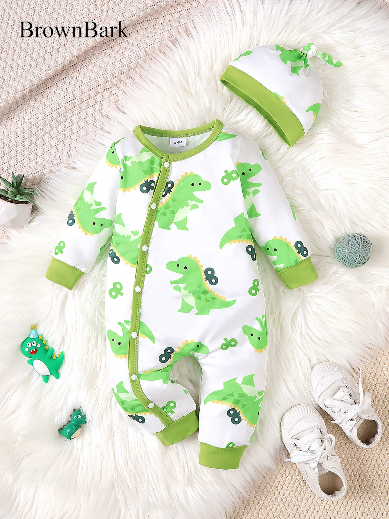 Winter Newborn Infant Baby Boys Romper Bear Print Long Sleeve Button Up Front Rompers Kids Onepiece Soft Fashion Baby Clothing