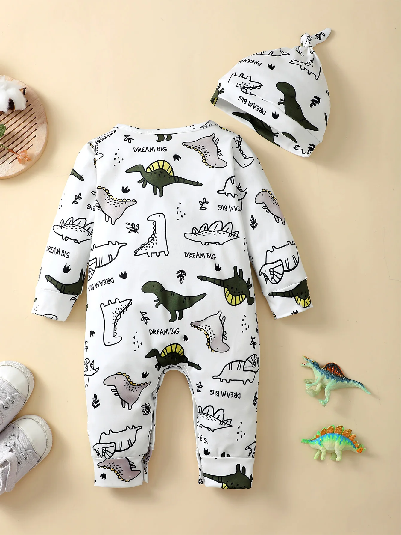 Winter Newborn Infant Baby Boys Romper Bear Print Long Sleeve Button Up Front Rompers Kids Onepiece Soft Fashion Baby Clothing