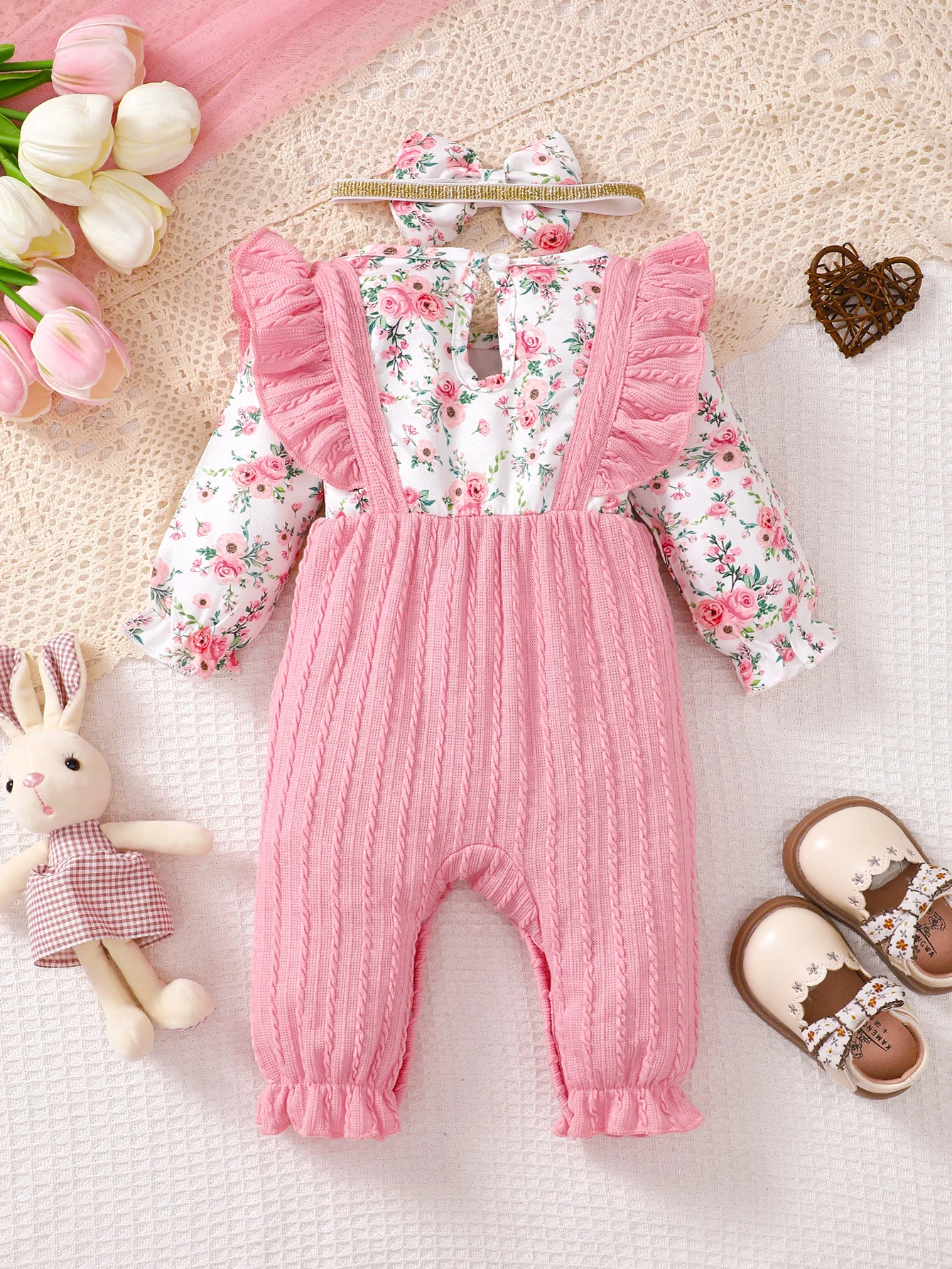 Winter Newborn Infant Baby Boys Romper Bear Print Long Sleeve Button Up Front Rompers Kids Onepiece Soft Fashion Baby Clothing
