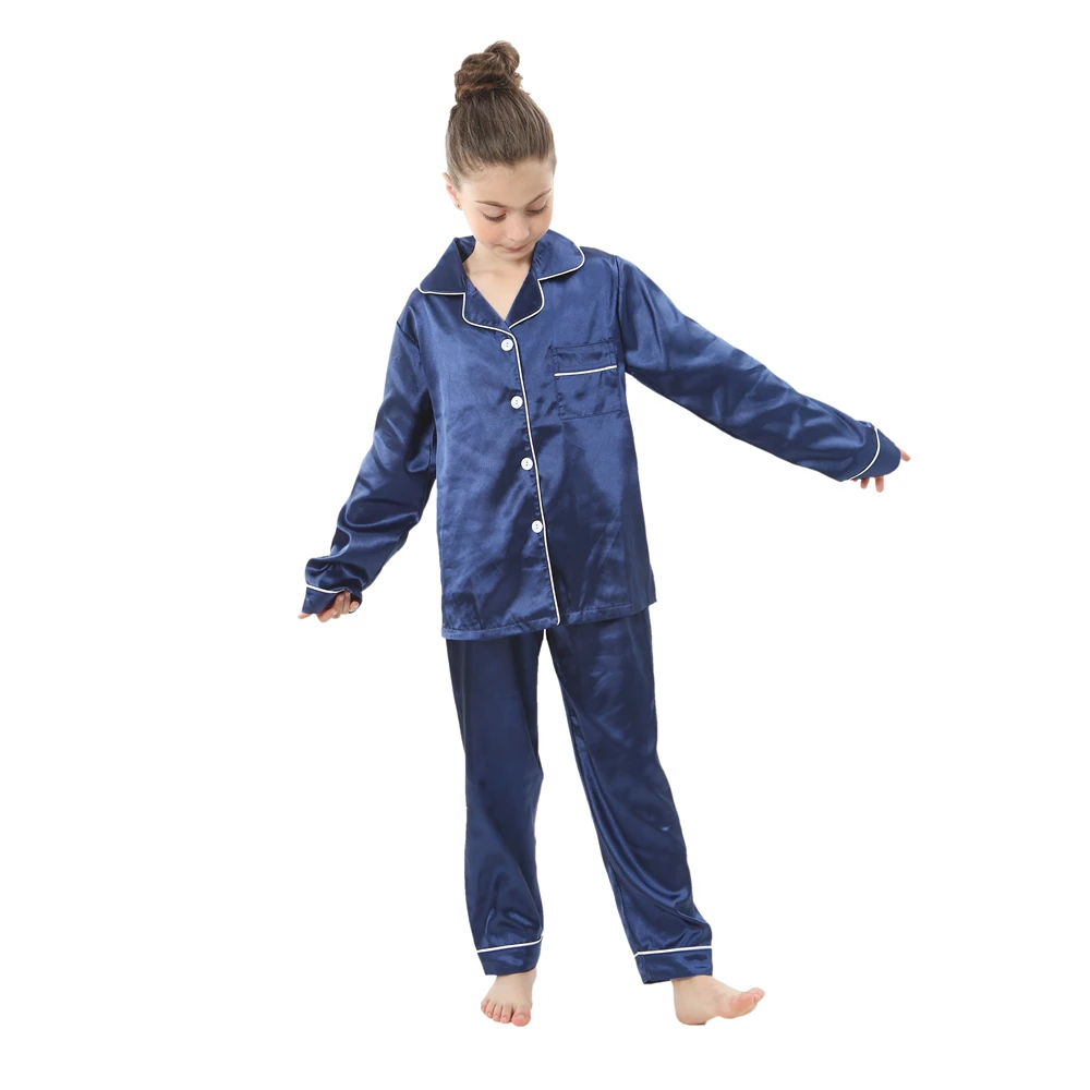 Boys Girls Satin Silk Pajamas Sets for Kids Toddler 2 to 3 4 5 6 7 8 9 10 11 12 13 14 Years Long/Short Sleeved Pink Red Pijamas