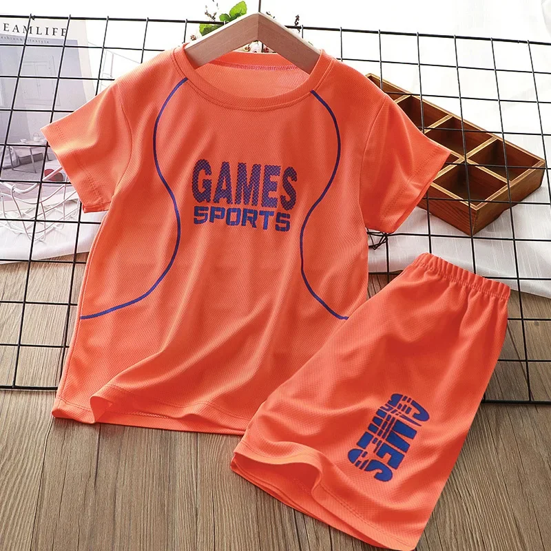 Children's Clothing Sets Letter Printed Short-sleeved Tops + Shorts 2Pcs Sets Kids Boys Clothes Baby Boy Outfit Set Basketball