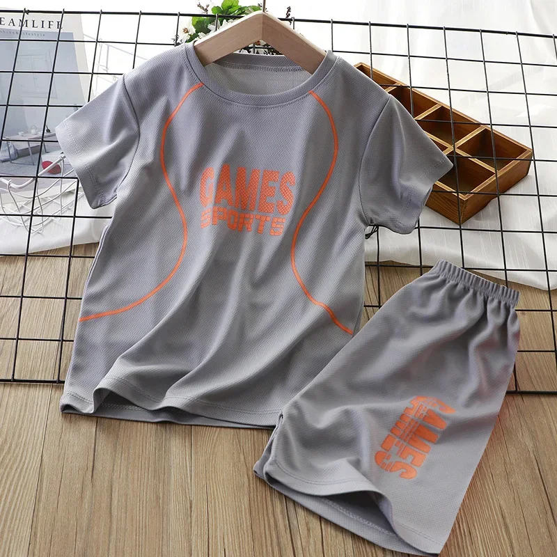 Children's Clothing Sets Letter Printed Short-sleeved Tops + Shorts 2Pcs Sets Kids Boys Clothes Baby Boy Outfit Set Basketball