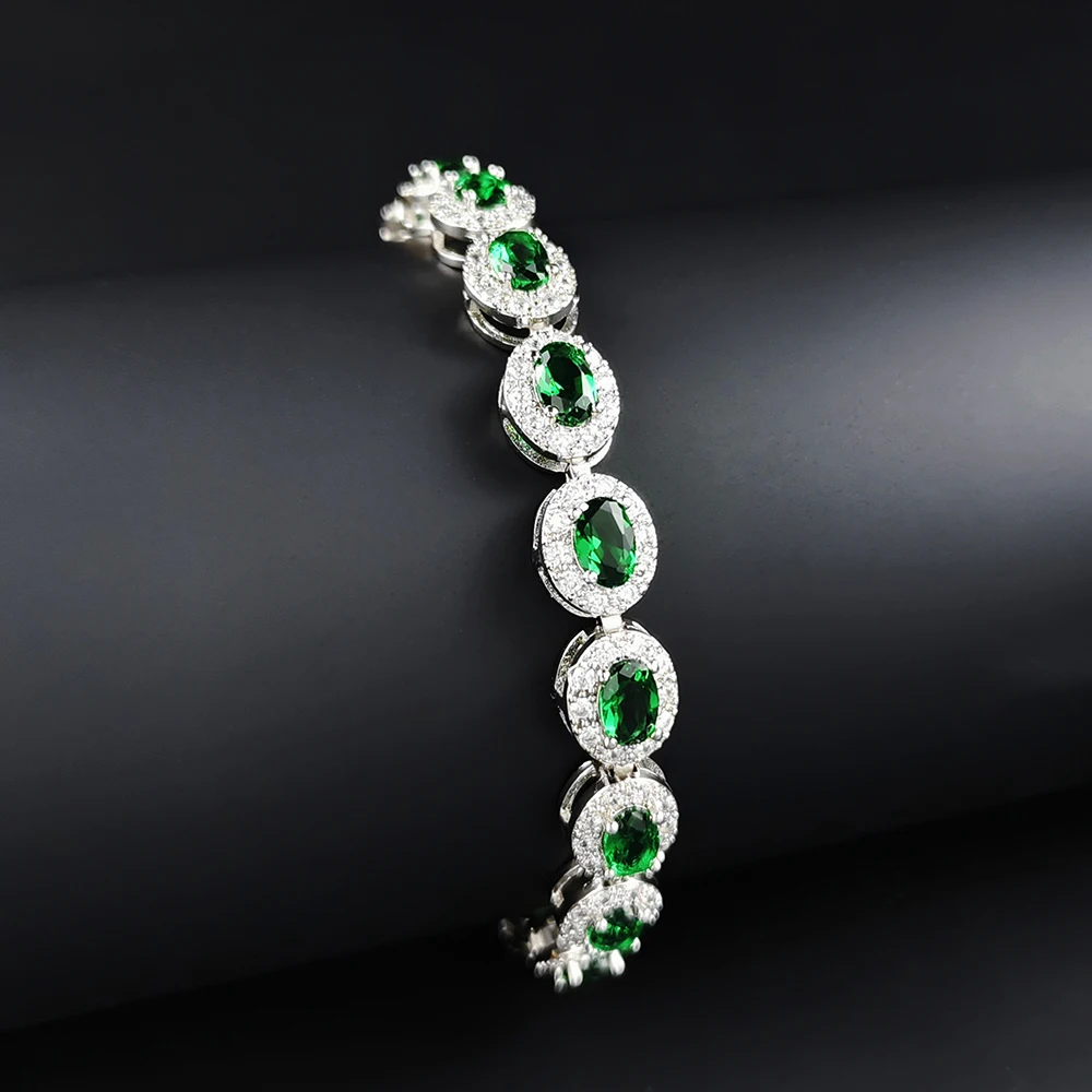2024 New Luxury Blue Red Green Black Silver Color Bracelet Bangle for Women Anniversary Gift Jewelry Wholesale S6923