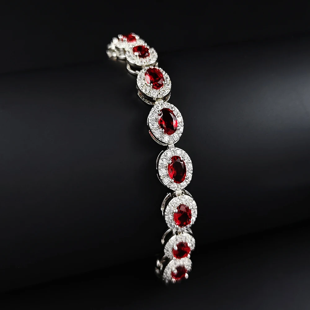 2024 New Luxury Blue Red Green Black Silver Color Bracelet Bangle for Women Anniversary Gift Jewelry Wholesale S6923