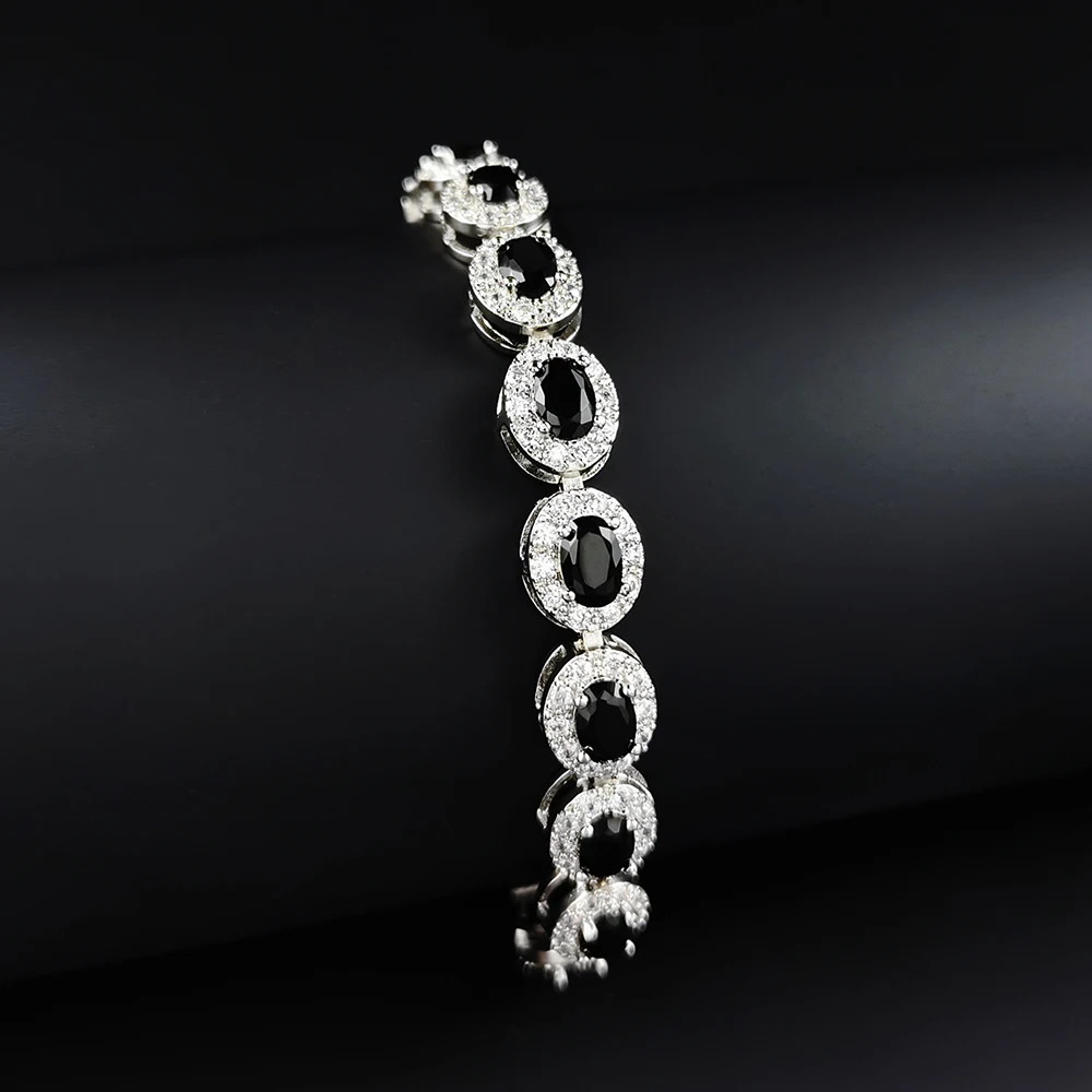2024 New Luxury Blue Red Green Black Silver Color Bracelet Bangle for Women Anniversary Gift Jewelry Wholesale S6923