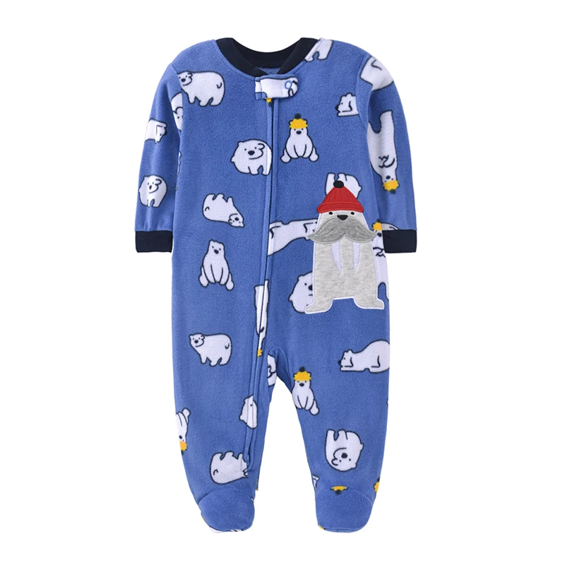 Newborn Baby Boy Girl Rompers Clothes Winter Pajamas Zipper Fleece Fall Infants Outfit Animal Jumpsuit Clothing 0 -12 Months New