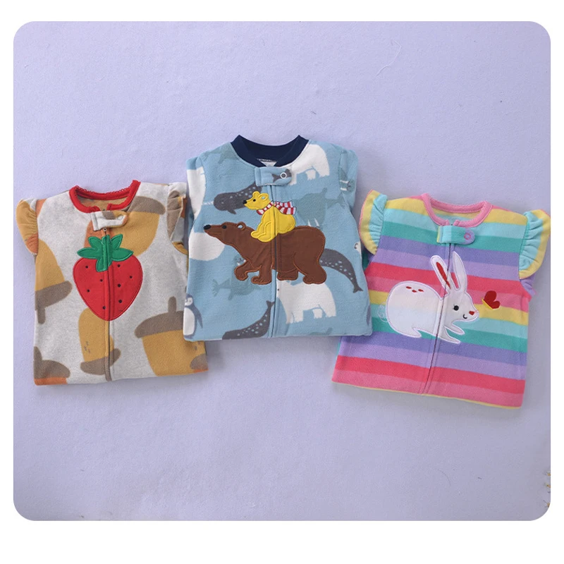 Newborn Baby Boy Girl Rompers Clothes Winter Pajamas Zipper Fleece Fall Infants Outfit Animal Jumpsuit Clothing 0 -12 Months New