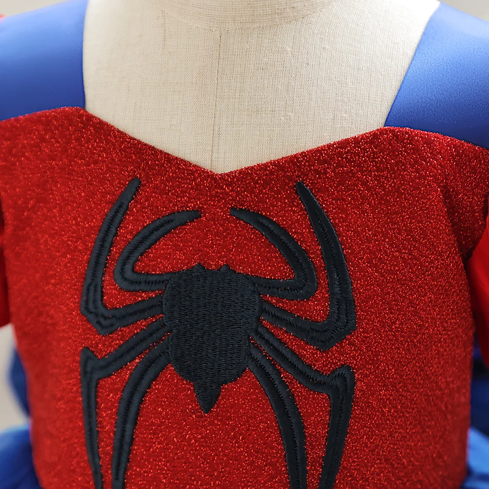 Infant Girls Spider Cosplay Dress Baby Girl Birthday Party Dresses Toddler Puff Sleeves Tulle Princess Gown Kids Holiday Costume