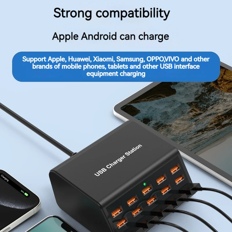 100W Universal Multifunctiona USB Charger 15 Port 2.4A MAX Fast Charging Station For Ipad Iphone 15 14 13 12 Samsung S23U Tablet