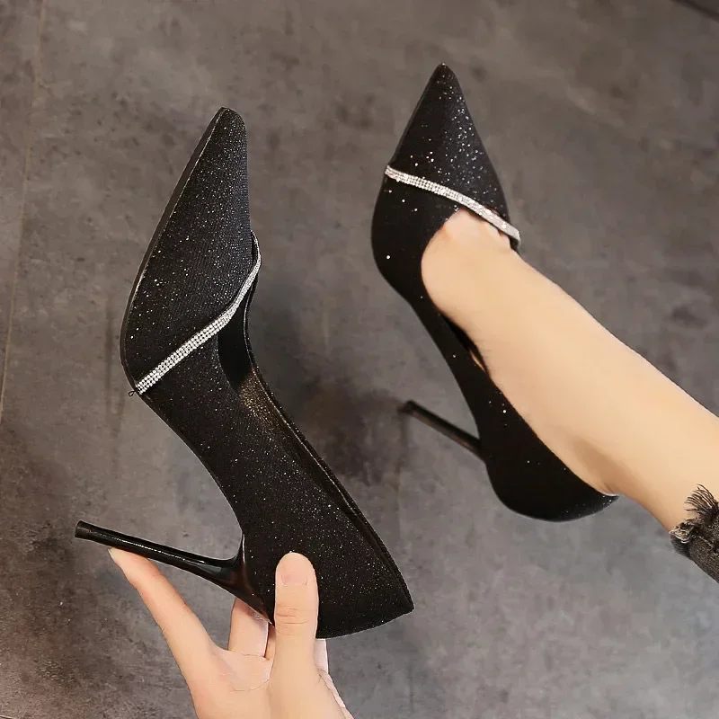 High Heels Women with 2024 New Spring and Autumn Pointy Women's Shoes Dress Wedding Shoes Temperament Banquet Single Shoes