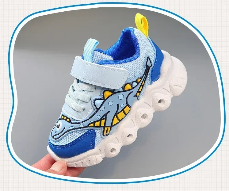 LED Children Cute Cartoon Boys Casual Sneaker for Children Shoes Girl Mesh Breathable Lighting Shoes Baby Illuminated Shoe