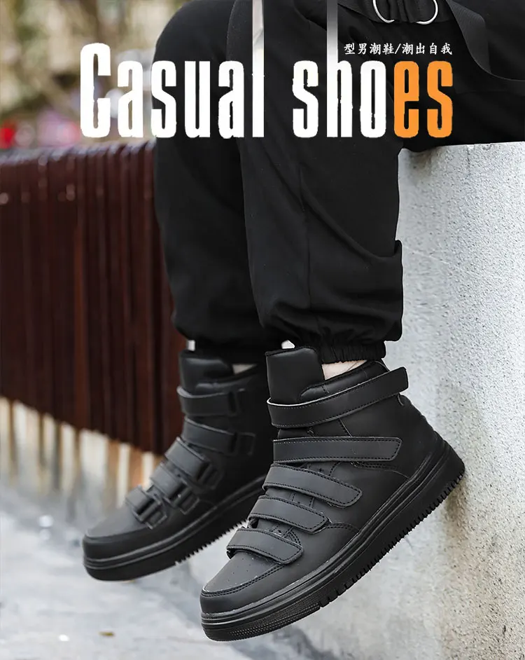 Spring Autumn Men High Top Shoes Fashion Red Men Sneakers Leather Casual Breathable Skateboard Sneakers Men Flat Vulcanized Shoe