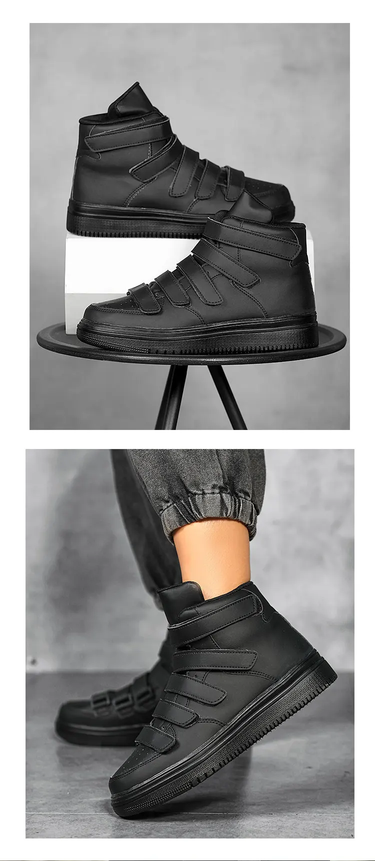 Spring Autumn Men High Top Shoes Fashion Red Men Sneakers Leather Casual Breathable Skateboard Sneakers Men Flat Vulcanized Shoe
