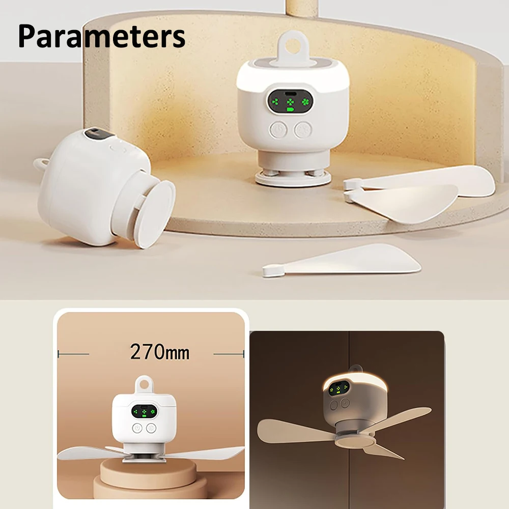 Ceiling Fan Portable Camping Tent Ceiling Canopy Fan 8000mah Rechargeable Wireless Fan Air Circulators with Remote Control Light