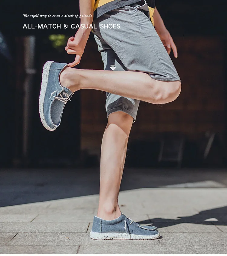 Summer Men's Canvas Shoes Denim Sneakers Men's Canvas Shoes Breathable Moccasins Vulcanized Shoes Men's Sneakers Shoes Plus Size