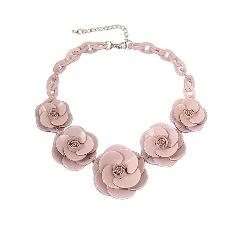 Blucome 2022 New Acrylic Flower Shape Necklace Female Exaggerated Clavicle Sweater Necklace Unique Women Girls Pendant Jewelry