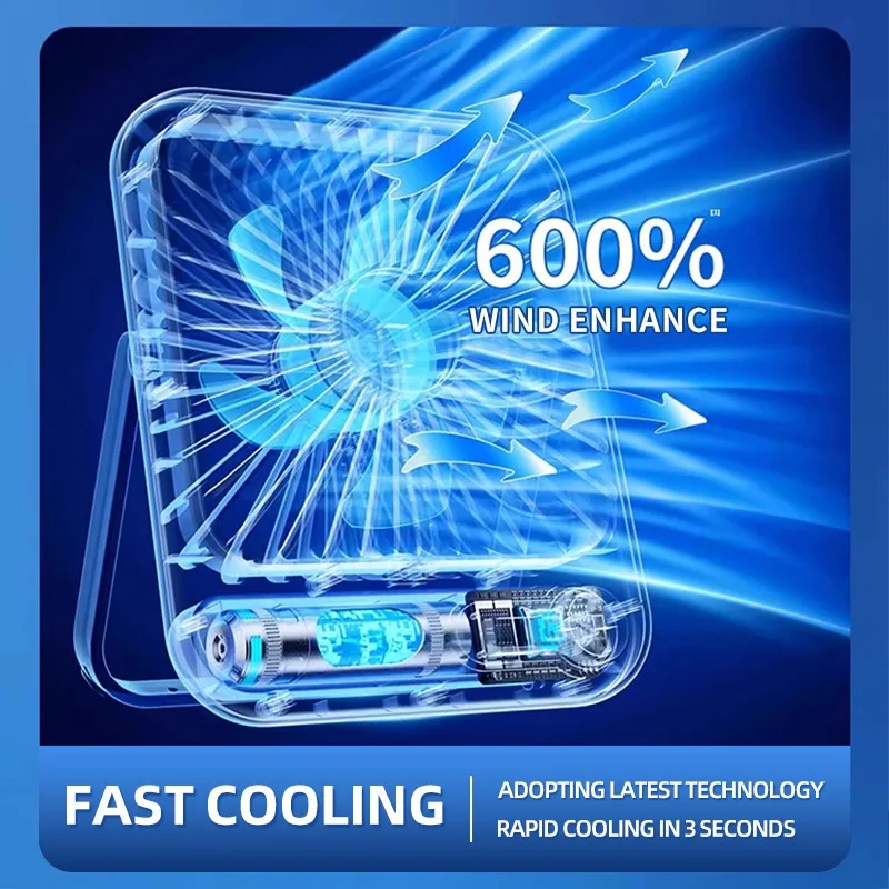 Desk Fan Portable USB Rechargeable Fan 180° Tilt Folding Personal Fan With Power Display 5 Speeds Ultra Quiet Table Fan