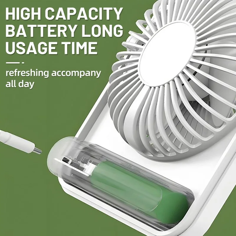 Desk Fan Portable USB Rechargeable Fan 180° Tilt Folding Personal Fan With Power Display 5 Speeds Ultra Quiet Table Fan