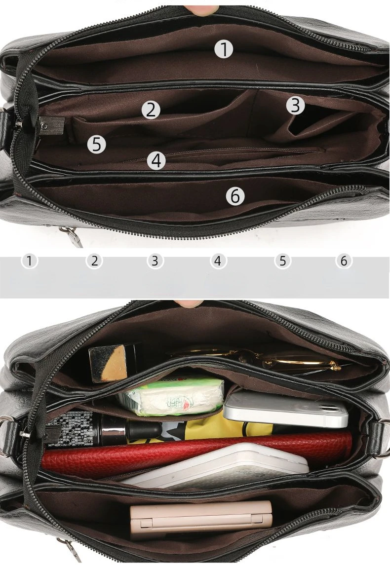 New Women's Shoulder Purse Bag Fashion Atmosphere Crossbody Messenger Bag Women's Large-capacity Mother Handbag Soft Leather Bag