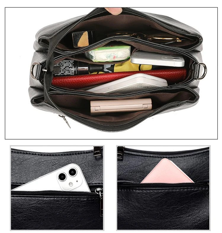 New Women's Shoulder Purse Bag Fashion Atmosphere Crossbody Messenger Bag Women's Large-capacity Mother Handbag Soft Leather Bag