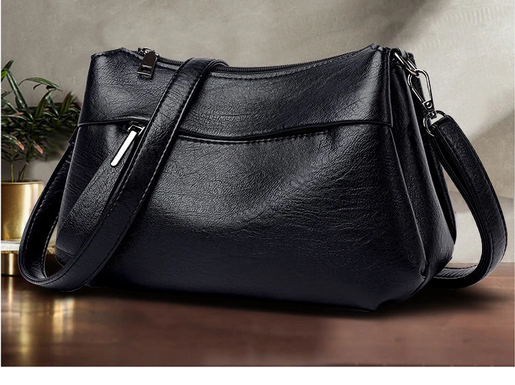 New Women's Shoulder Purse Bag Fashion Atmosphere Crossbody Messenger Bag Women's Large-capacity Mother Handbag Soft Leather Bag